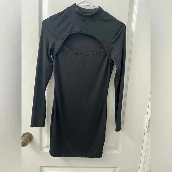 SHEIN Privé Women's Solid Color Stand Collar Long Sleeve Dress (Size XSP) - Picture 3 of 7